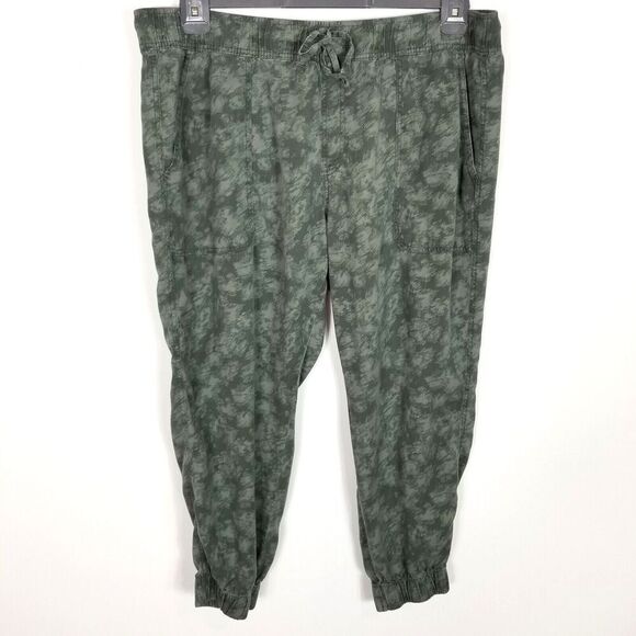 Orvis Women Plus  Tencel Jogger Pants Sz 2XL Green Printed Drawstring Casual - Picture 1 of 7